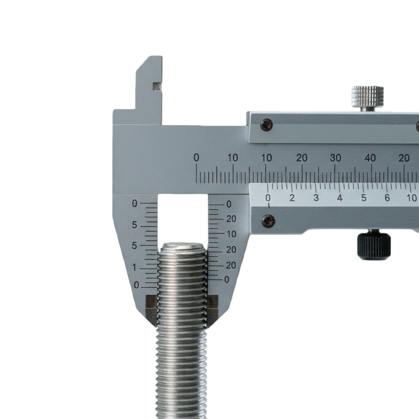 Close-up of high-precision fastener testing at Longshi factory in 2011, measuring 0.01mm accuracy.
