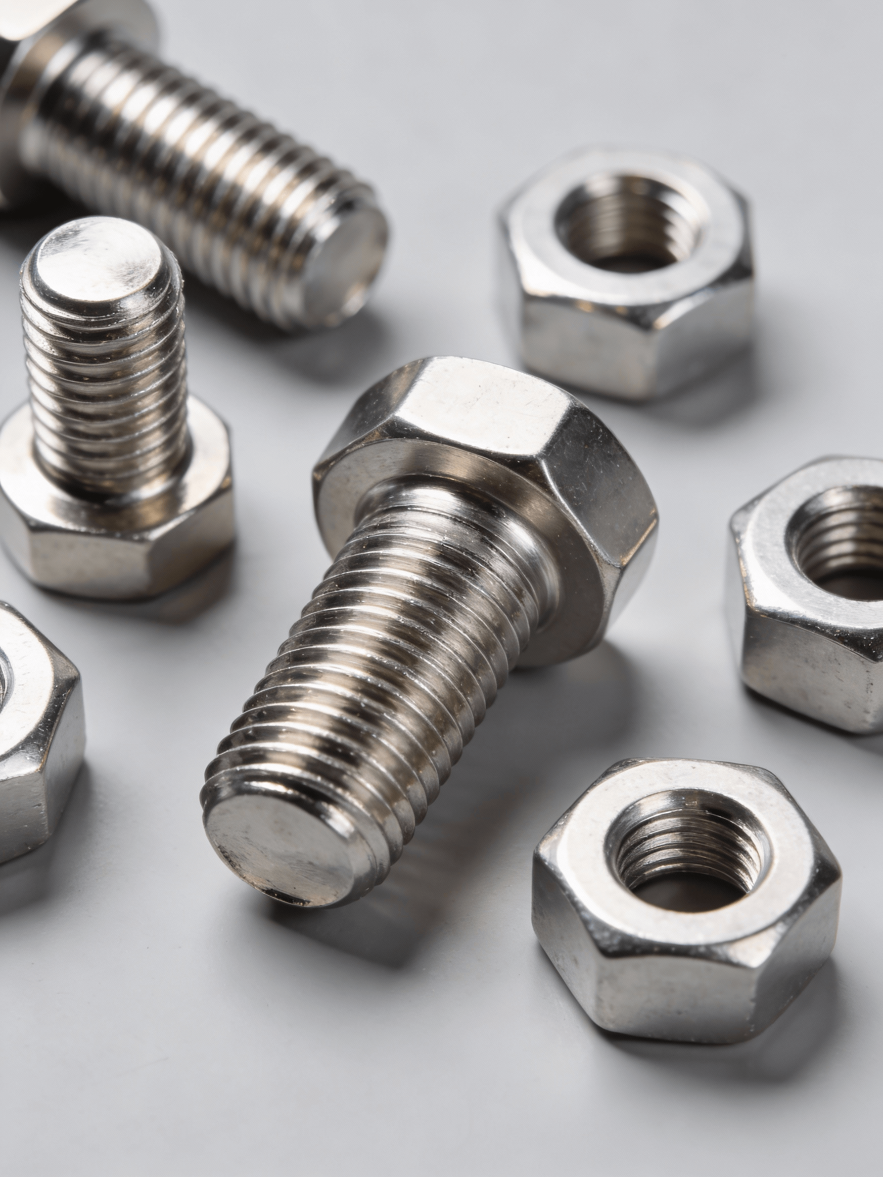 A2 and A4 marine grade stainless steel fasteners and nuts featuring high corrosion resistance for outdoor use.